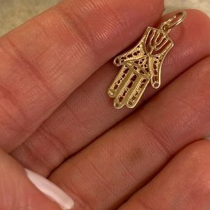 Gold Hamsa Hand Pendant Solid 14k